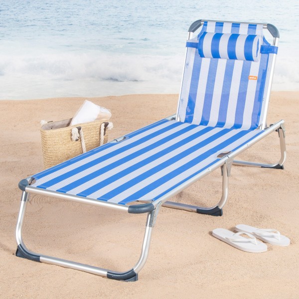 Espreguiçadeira náutica de praia, 5 posições, 186x49x30 cm | Distria