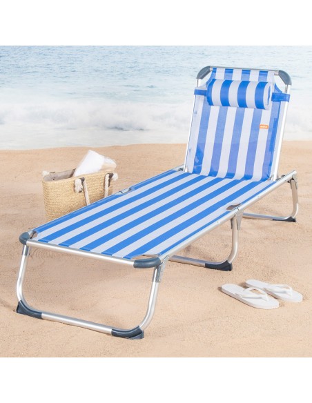 Espreguiçadeira náutica de praia, 5 posições, 186x49x30 cm | Distria