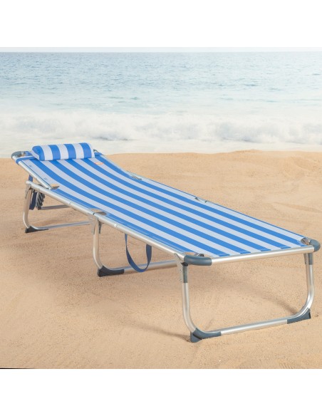 Espreguiçadeira náutica de praia, 5 posições, 186x49x30 cm | Distria