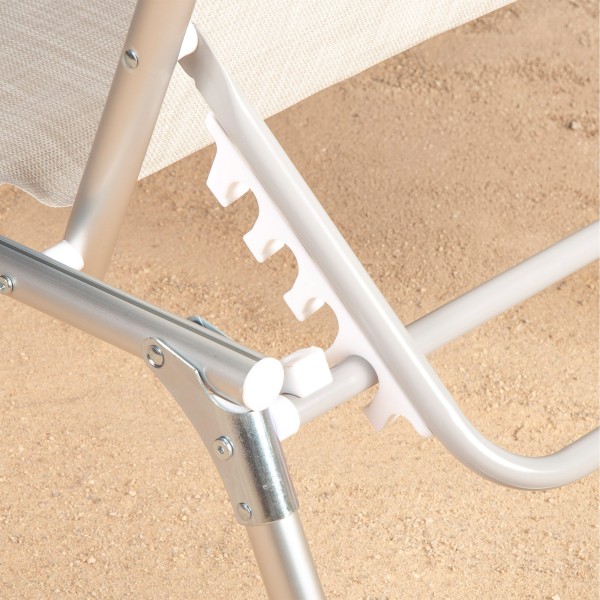 Espreguiçadeira de praia bege com guarda-sol 186x49x30 cm | Distria