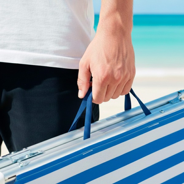 Espreguiçadeira náutica de praia com guarda-sol 186x49x30 cm | Distria