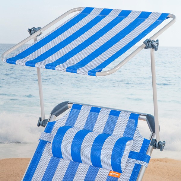 Espreguiçadeira náutica de praia com guarda-sol 186x49x30 cm | Distria