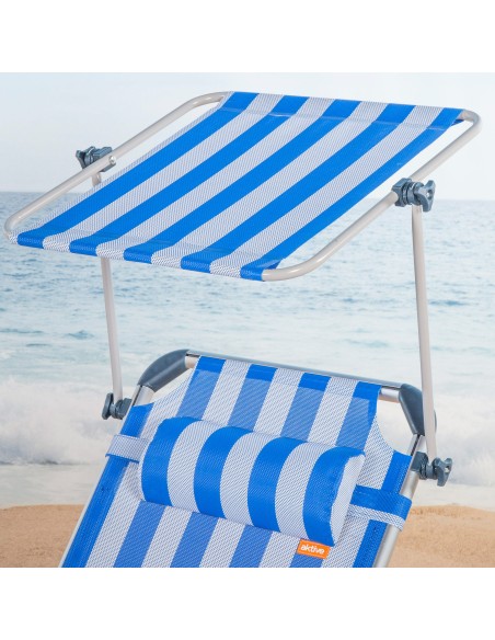Espreguiçadeira náutica de praia com guarda-sol 186x49x30 cm | Distria
