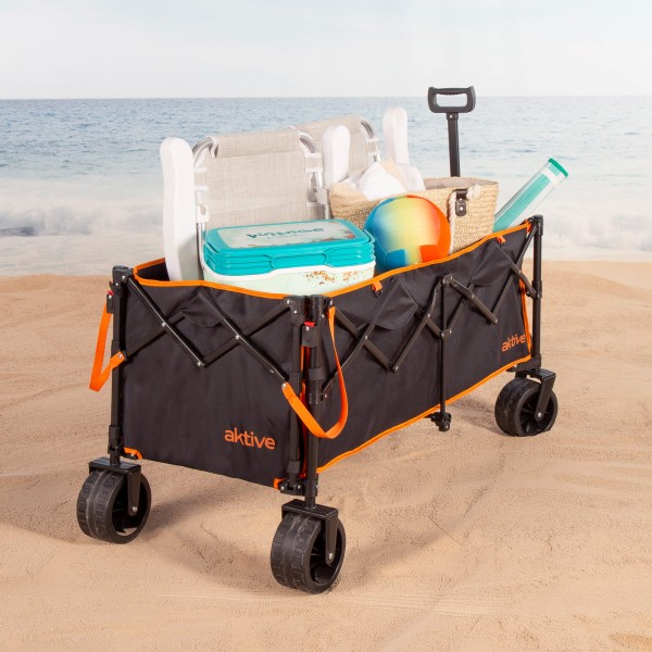 Trolley de praia preto XXL Aktive 4 rodas | Distria