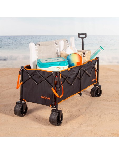 Trolley de praia preto XXL Aktive 4 rodas | Distria