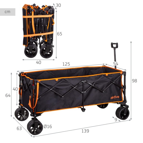 Trolley de praia preto XXL Aktive 4 rodas | Distria