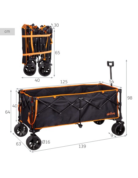 Trolley de praia preto XXL Aktive 4 rodas | Distria