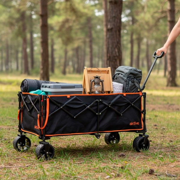 Trolley de praia preto XXL Aktive 4 rodas | Distria