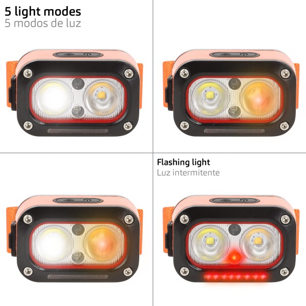 Luz frontal LED recarregável com sensor de movimento 170 lm | Distria