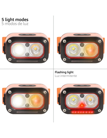 Luz frontal LED recarregável com sensor de movimento 170 lm | Distria