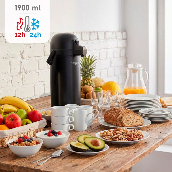 Garrafa térmica aço inoxidável de 1,9L preta Thermos | Distria