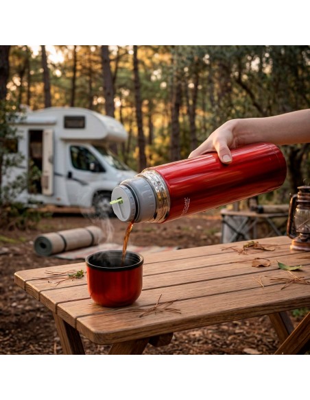 Garrafa térmica aço inoxidável Thermos vermelha 1L | Distria