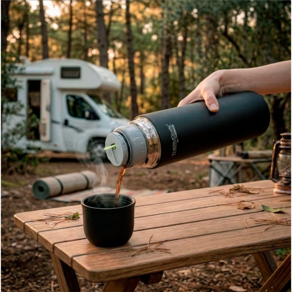 Garrafa térmica de aço inoxidável 1L preta Thermos | Distria