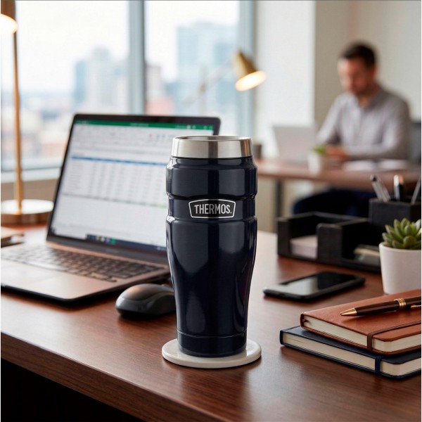 Garrafa térmica de aço inoxidável 470 ml azul Thermos | Distria