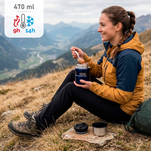 Térmo para comida em aço inoxidável 470 ml azul | Distria