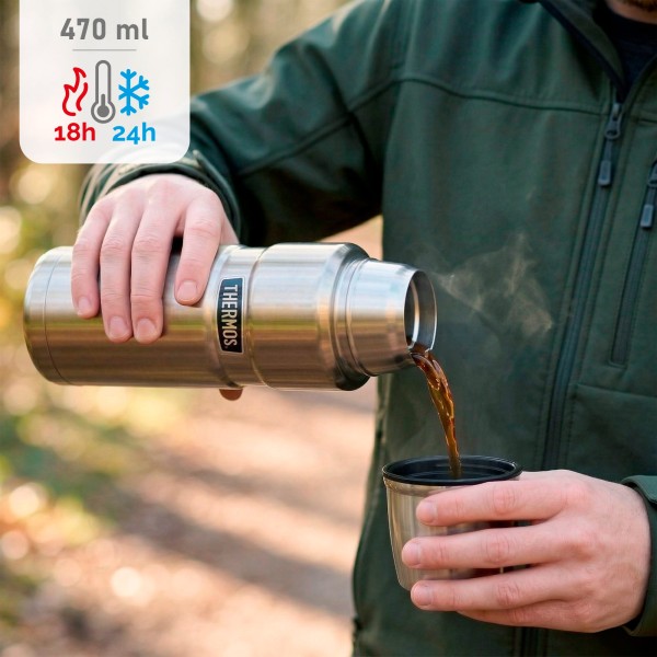 Garrafa térmica de aço inoxidável prateada de 470 ml Thermos | Distria