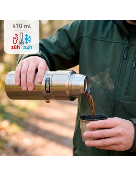 Garrafa térmica de aço inoxidável prateada de 470 ml Thermos | Distria