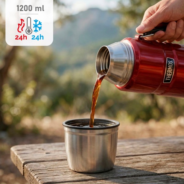 Garrafa de aço inoxidável 1,2L vermelha Thermos | Distria
