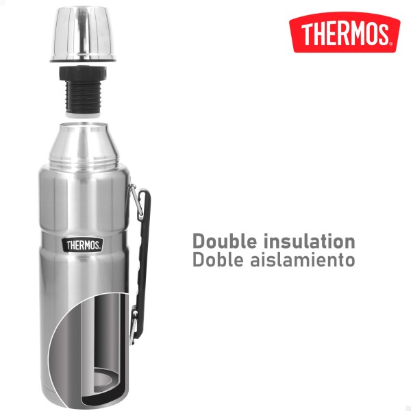 Garrafa térmica de aço inoxidável de 1,2 L prateada | Distria