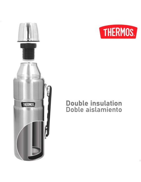 Garrafa térmica de aço inoxidável de 1,2 L prateada | Distria