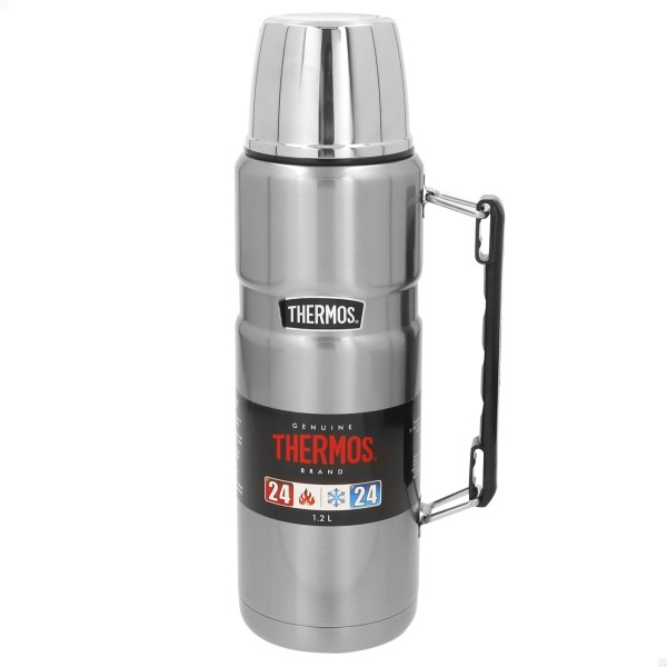 Garrafa térmica de aço inoxidável de 1,2 L prateada | Distria