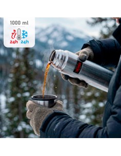Garrafa térmica Thermos aço inoxidável prateada de 1L | Distria 2