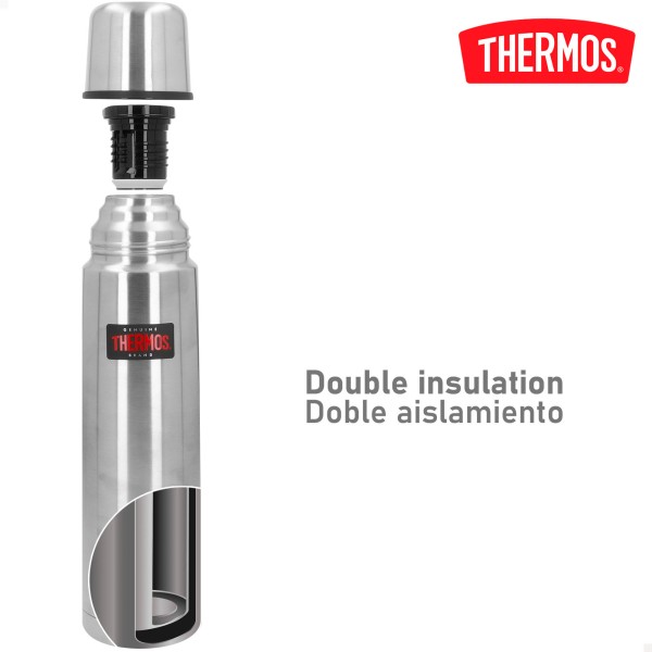 Garrafa térmica Thermos aço inoxidável prateada de 1L | Distria