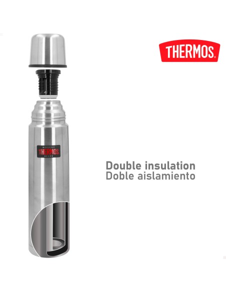 Garrafa térmica Thermos aço inoxidável prateada de 1L | Distria