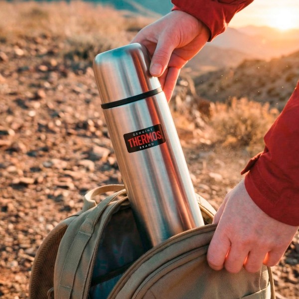 Garrafa térmica Thermos aço inoxidável prateada de 1L | Distria