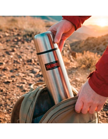 Garrafa térmica Thermos aço inoxidável prateada de 1L | Distria