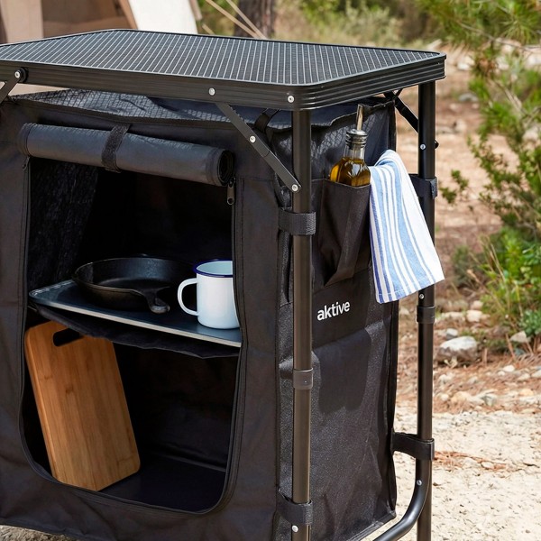 Cozinha dobrável para camping 175x48x110 cm com armários | Distria