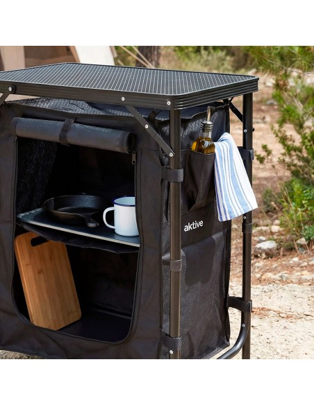 Cozinha dobrável para camping 175x48x110 cm com armários | Distria