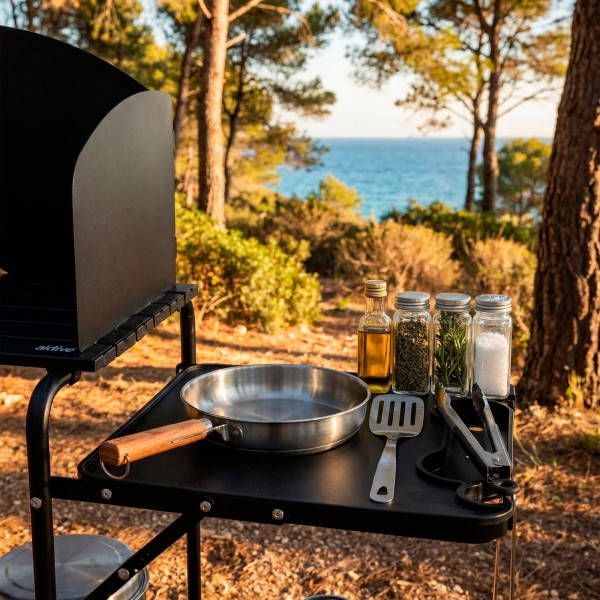Unidade de cozinha dobrável para camping 130x48x118 cm | Aktive