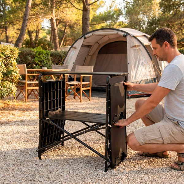 Unidade de cozinha dobrável para camping 130x48x118 cm | Aktive