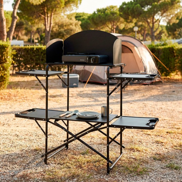 Unidade de cozinha dobrável para camping 130x48x118 cm | Aktive