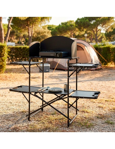 Unidade de cozinha dobrável para camping 130x48x118 cm | Aktive