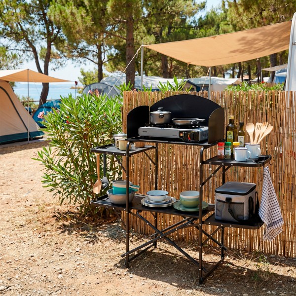 Unidade de cozinha dobrável para camping 130x48x118 cm | Aktive