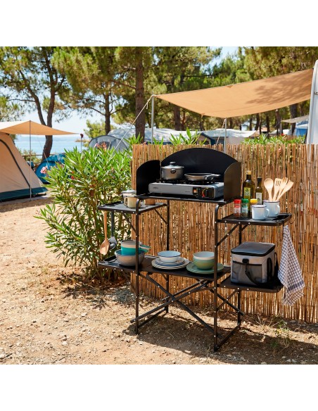Unidade de cozinha dobrável para camping 130x48x118 cm | Aktive