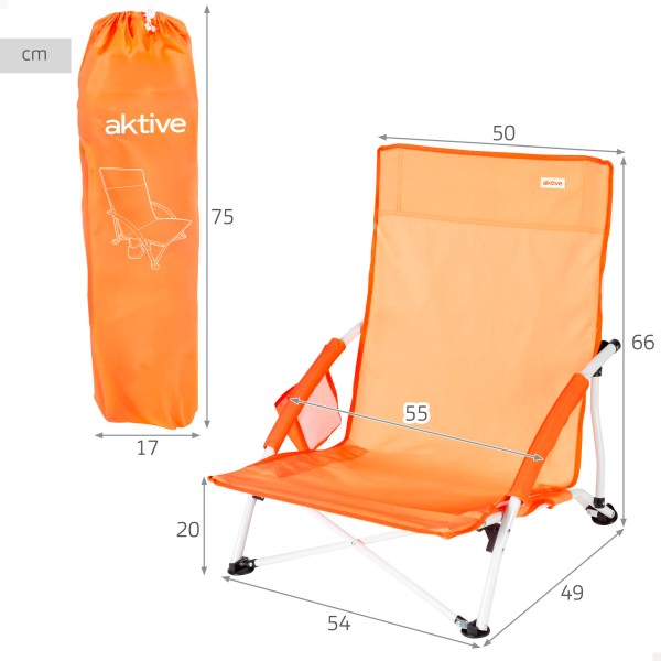 Aktive Cadeira de praia dobrável com bolso lateral | Distria