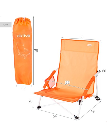 Aktive Cadeira de praia dobrável com bolso lateral | Distria