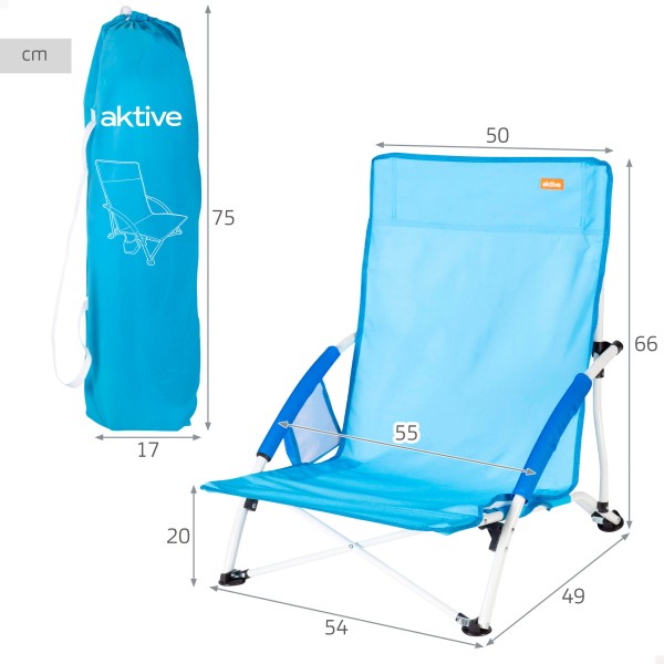 Cadeira de praia dobrável azul marinho Aktive | Distria