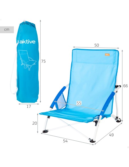 Cadeira de praia dobrável azul marinho Aktive | Distria