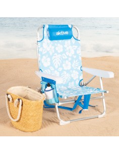 Aktive Cadeira de praia dobrável com múltiplas posições e bolsos | Distria 2