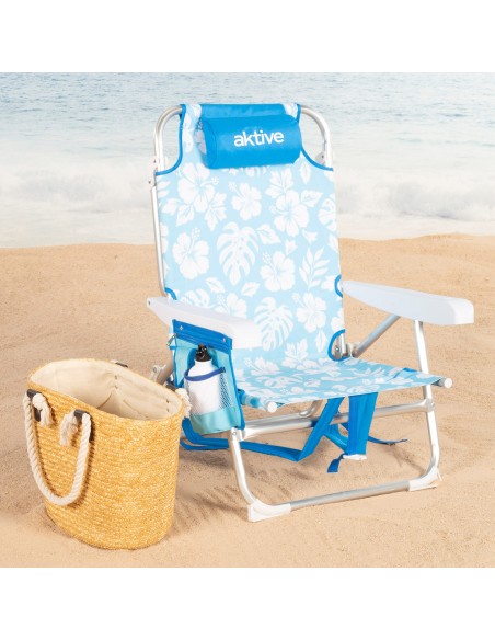 Aktive Cadeira de praia dobrável com múltiplas posições e bolsos | Distria