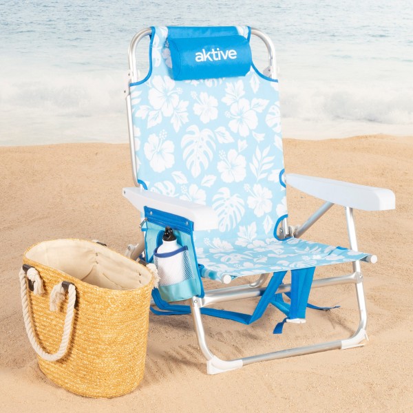Aktive Cadeira de praia dobrável com múltiplas posições e bolsos | Distria