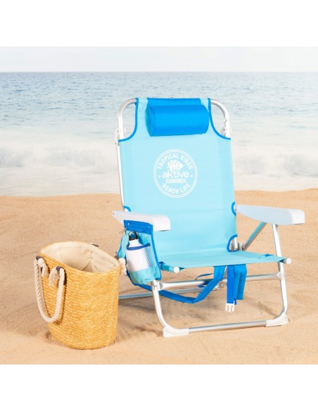Cadeira de praia dobrável multiposições azul | Aktive