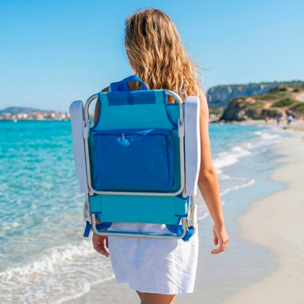 Cadeira de praia dobrável multiposições azul | Aktive