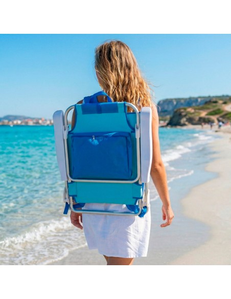 Cadeira de praia dobrável multiposições azul | Aktive