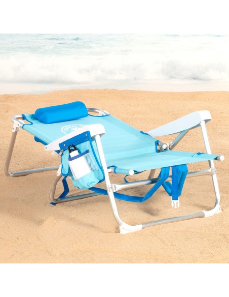 Cadeira de praia dobrável multiposições azul | Aktive