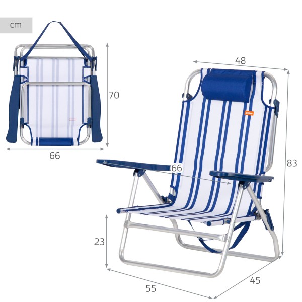 Cadeira de praia dobrável 48x45x83 cm Aktive | Distria